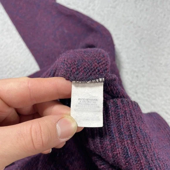 Vintage Eddie Bauer Sweater Mens Large Purple Crewneck Knit Pullover Solid Warm - Picture 8 of 9